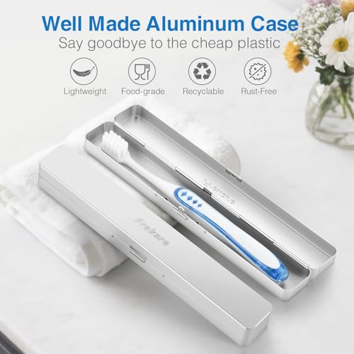 Frekare Toothbrush Travel Case Aluminum, Manual Tooth Brush Holder for Traveling, Portable Toothbrush Container for Bathroom, Camping, Business Trip, School (Silver) - color: Silver, size: 1 Pack