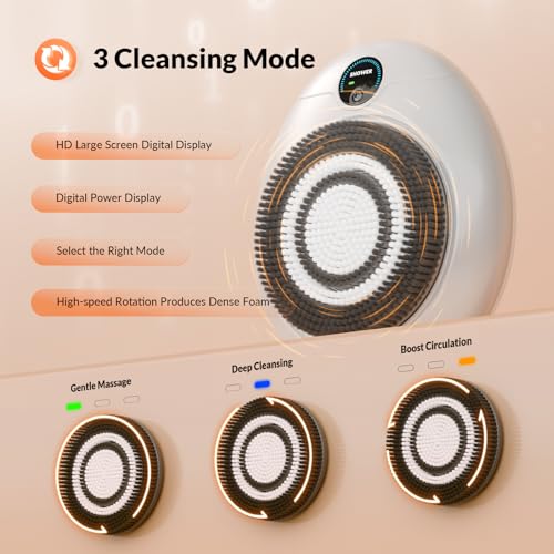 Electric Back Scrubber for Shower, 7'' Large Back Scrubber for Shower Wall, 3 Speed Adjustment Exfoliating Brush for Back Cleansing, Exfoliating - color: White