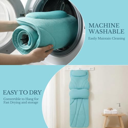 Extra Long Thick Full Body Bath Pillow for Tub with Lumbar Pillow- Luxury 4D Air Mesh Bathtub Pillow with Head, Shoulder & Back Support, Non-Slip Bath Cushion with Suction Cups-Lake Blue - color: Lake Blue
