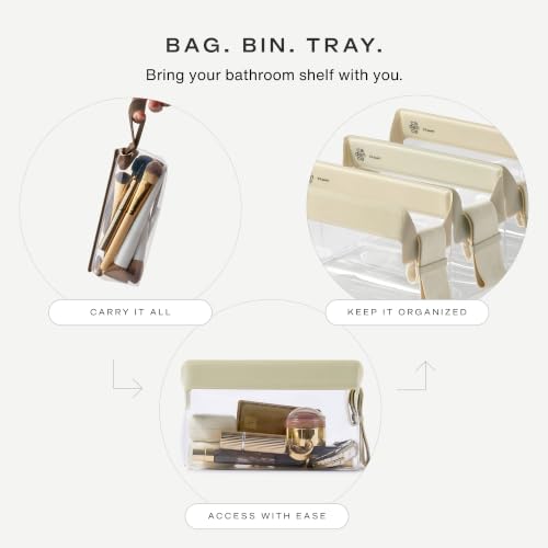 Cadence Parcel - Clear Travel Kit with Zipperless Magnetic Closure - Pebble, Small - Durable, Leak-Resistant and TSA Approved Toiletry Bag - Modular Organization - Recycled TPU (.5 Qt) - color: Pebble, size: Small