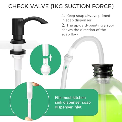 SAMODRA Built-in Kitchen Sink Soap Dispenser with Extension Tube Kit - Matte Black Finish, Leak-Proof Design, No Top Refill Required (39" Tube) - color: Matte Black, style: 39" Tube