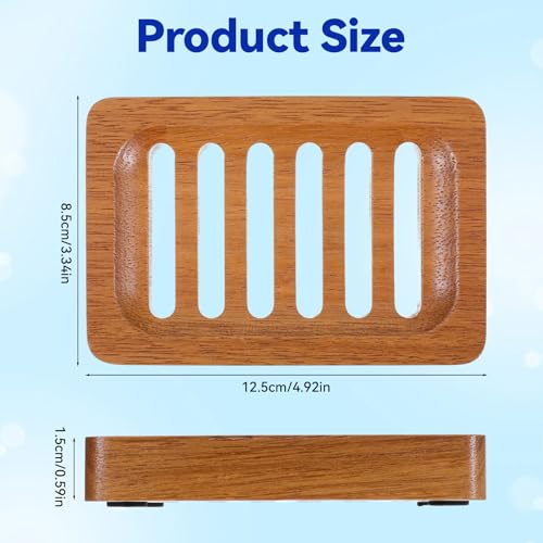 Wooden Soap Holder Slotted Wooden Teak Kitchen Sponge Holder Soap Dish for Shower Self Draining Dish for Shower, Sink, Bathroom, Bathtub, RV