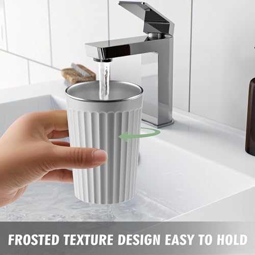 Toothbrush Holder for Bathroom-12oz Unbreakable Stainless Steel Bathroom Cup,Easy to Clean Toothbrush Cup, Reusable Bathroom Tumbler Cups for Home/School/Office(3" x 4.5") (Gray) - color: Gray