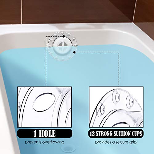 Jetec 2 Pack Bathtub Drain Stoppers 6.1 Inch Bathtub Overflow Cover Transparent PVC Bath Stoppers Overflow Drain Cover Plug for Deep Water Abysmal Bath Tub Hole Kitchen
