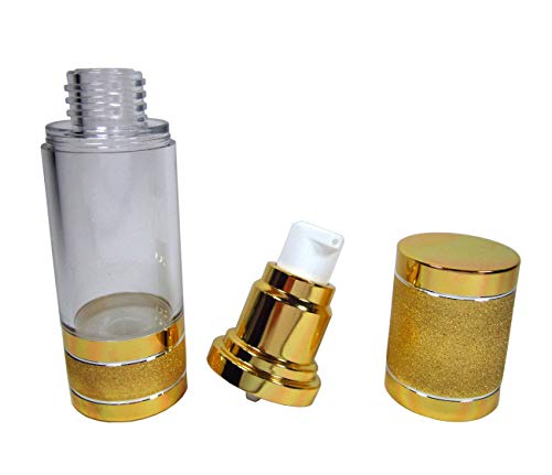Tvoip 3Pcs/Lot 15ml 30ml 50ml Gold Pink Silver Glitter Diamond Airless Vacuum Bottles Luxury Emulsion Lotion Fragrance Perfume Spray Bottle (Gold) - color: Gold