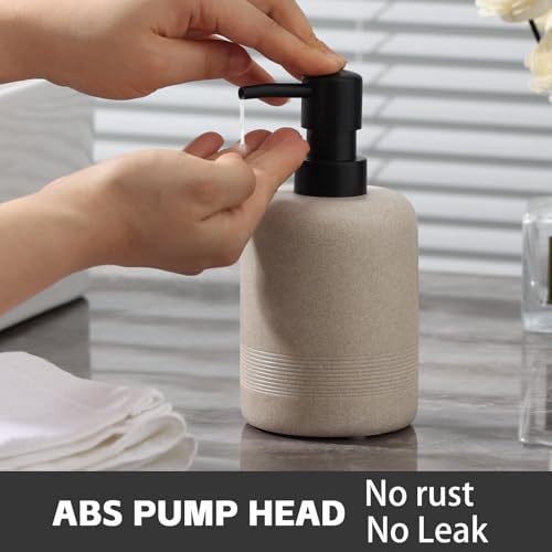 Soap Dispenser Set, 2PCS 11.84OZ Hand Soap Dispenser Beige | Modern,Minimalist, Dish Soap, Shampoo Conditioner Refillable Bottle for Bathroom Countertop Kitchen Sink Hotel Office Decor - color: Beige