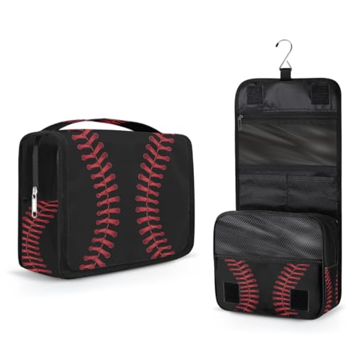 Travel Hanging Toiletry Bag for Women Men Black Baseball Cosmetic Bag Waterproof Makeup Organizer for Accessories, Shampoo, Full Sized Container, Toiletries for Bathroom Shower - color: E 06