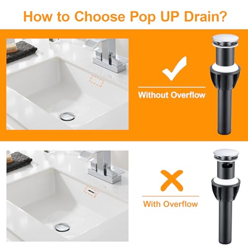 TIORIY Vessel Sink Drain Without Overflow, Bathroom Pop up Sink Drain Fit for 1 3/4 Inch Vessel Sink, Built-in Anti Clogging Sink Stopper, Chrome - color: No Overflow Chrome