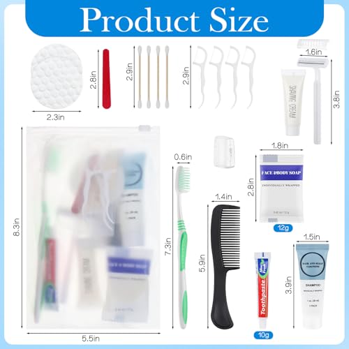 Travel Size Toiletries Kits Disposable Toiletry Set in Bulk, Portable Trial Size Personal Hygiene Care Package Supplies Amenities Essentials for Camping/ Hotel/Guest/Homeless/Charity 9-in-1 (5 Pack)