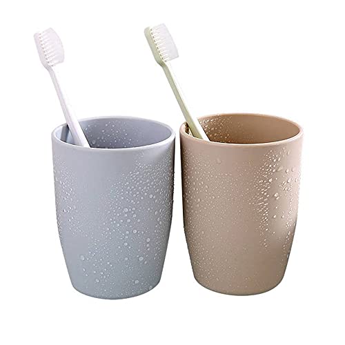 3 Pack of ALINNA Bathroom Tumbler Toothbrush Cups, 400ml Toothbrush Holder, Blue Green Coffee Colours Bathroom Cup Set, Tooth Brushing Tumbler, Reusable Bathroom Drinking Cup Rinsing Cups