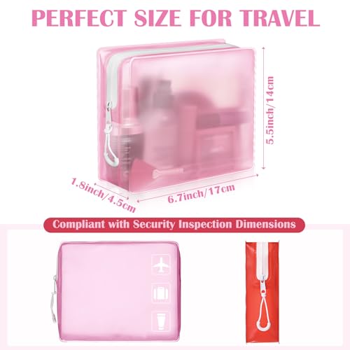 8 Pack TSA Approved Travel Toiletry Bags Frosted Translucent Leak-proof Cosmetic Makeup Bags for Women Men Travel Organizer Airport Security(Red,6.7 x 5.5 x 1.8 Inch) - color: Red, size: 6.7 x 5.5 x 1.8 Inch
