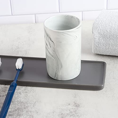Ceramic Toothbrush Holder, Bathroom Cup, Drinking Mug, Coffee Cups, Marble Pattern Pen Holders, 300ml/Pcs (Grey) - color: Grey