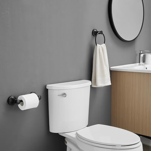 RUMOSE Toilet Paper Holder and Hand Towel Ring Matte Black Wall Mount Bathroom Hardware Accessories 2 PCS Set Flexible Pivoting Toilet Tissue Roll Holder and Towel Hanger, Stainless Steel - color: Matte Black