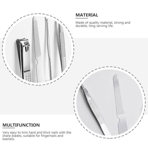 BESTYASH Nail Clipper Set with Nail File Eyebrow Tweezers & Ear Pick in Portable Storage Case Stainless Steel Manicure Tool Kit for Home and Travel Care