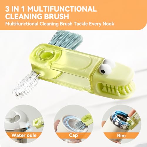 3 in 1 Cup Lid Gap Cleaning Brush Set, Multifunctional Bottle Cleaning Brush, Silicone Cup Lid Gap Cleaner, Home Kitchen Crevice Cleaning Tools (Multicolored) - color: Multicolored