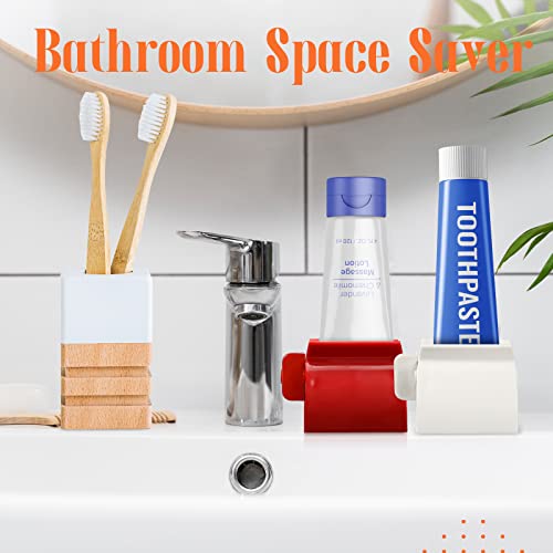 Set of 2 Rolling Tube Toothpaste Squeezer Dispenser Toothpaste Seat Holder Stand - color: Multicolor