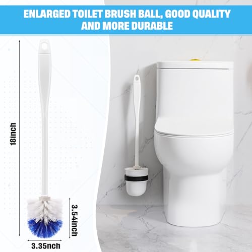 Reallnaive 24 Pcs 18 Inch Toilet Brush Toilet Bowl Cleaner Brush Bathroom Long Plastic Handled Cleaning Scrubber with Hook Hole for Household Bathroom Cleaning Supplies(Flat Handle) - style: Flat Handle