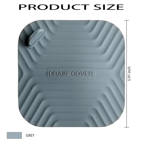 Shower Drain Cover Tub Stopper,2 Pieces Sewer Anti-Odor Mat Deodorizing Drain Plugs for Kitchen,Bathroom and Laundry(5.9x5.9 inch) Gray - color: Gray/2-piece Set
