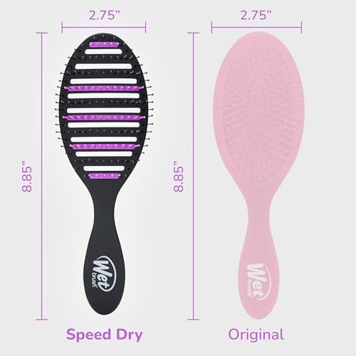 Wet Brush Refresh and Extend Speed Dry Black Detangling Hair Brush -Vented Design and Ultra Soft HeatFlex Bristles Are Blow Dry Safe -Removes Dirt Excess Oils and Impurities-Charcoal Infused Bristles
