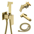 SHAMANDA Warm Water Bidet Sprayer for Toilet with Hot and Cold Brass Rough-in Valve, Stainless Steel Handheld Bidet Attachment Set for Feminine, Pets and Baby Diaper Wash, Brushed Gold, BDS08-3 - color: Brushed Gold, style: Hot & Cold Water Modes-Square