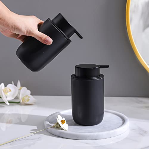 Black Soap Dispenser Set- Modern Ceramic Hand Dish Soap Dispenser for Bathroom Refillable Liquid Lotion Soap for Farmhouse Kitchen Decor Dish 2 Pack - color: 2pcs Black, size: Liquid dispenser