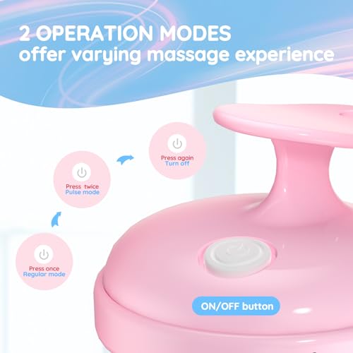 Electric Cordless Hair Scalp Massager, Portable Head Scratching Scrubber with 2 Modes Vibration Comb for Hair Growth, Deep Cleansing and Stress Relaxation - color: Pink