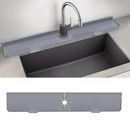 33inch Kitchen Sink Splash Guard Mat,Silicone Material Protects Faucet Handle from Dripping Water,Faucet Mat Splash Catcher,Multipurpose for Kitchen Sink, Sink Sponge Holder