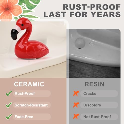Ceramic Flamingo Toilet Bolt Covers Decorative, Red Bathroom Decor, 2 Pack | Bolt Hole 1.18'', Covers Unsightly Toilet Bolts, Bathrooms Screw Covers, Gifts for Women - style: Red Flamingo