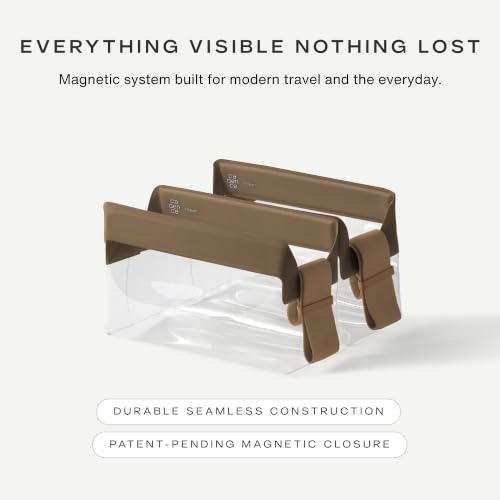 Cadence Parcel - Clear Travel Kit with Zipperless Magnetic Closure - Chestnut, Small - Durable, Leak-Resistant and TSA Approved Toiletry Bag - Modular Organization - Recycled TPU (.5 Qt) - color: Chestnut, size: Small