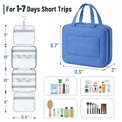 Ms. Pen- Travel Toiletry Bag Organizers, Teal | Makeup Travel Bag for Toiletries with Hanging Hook, Water-Resistant