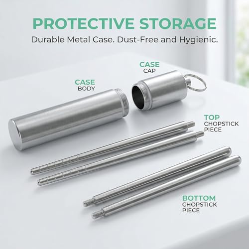 TOYANDONA Stainless Steel Travel Chopsticks Set with Storage Case Portable Foldable Chopsticks for Outdoor Dining Office Lunch Camping and Everyday Kitchen Tableware