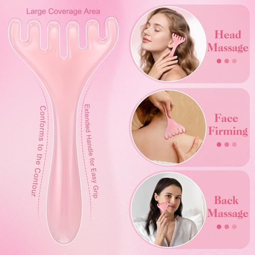 ProSuites 3Pcs Scalp Massage Tool for Head Massager Tool Pink Resin Gua Sha Comb for Relaxation Christmas,Stocking Stuffs - color: Pink