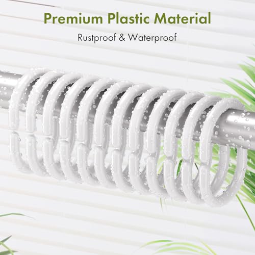 Amazer Shower Curtain Rings, 24 Pcs Plastic Shower Curtain Hooks, White Shower Curtain Hooks Rings, Rust Proof Shower Rings C Shaped Shower Hooks for Shower Curtain and Liner Bathroom - color: White C-shape, size: 24 Pack
