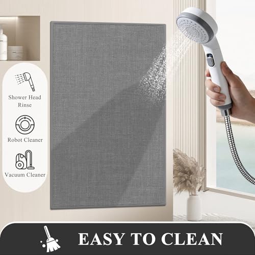 SHACOS 3 Piece Bath Mats Toilet Rug U-Shaped, No Slip Rubber Bath Rugs for Bathroom Toilet, Ultra Thin Bathroom Rugs Washable Quick Dry Absorbent Bathroom Mat (17"x24"+20"x32"+ U-20"x24") - color: Grey, size: 17"x24"+20"x32"+U20"x24"