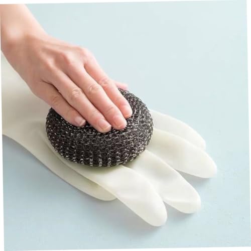 Toyvian Waterproof Household Cleaning Gloves 4-pair Set Plastic Steel Protective Kitchen Gloves L Size White Anti-slip for Dishwashing and Toilet Cleaning