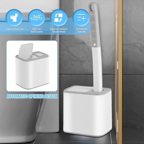 ZJRDYYK Disposable Toilet Cleaning Brush and Holder Set, 30 Refills, Disposable Toilet Brush, Non Woven Fabric and Sponge Bristles, Plastic Material, Purple - color: B