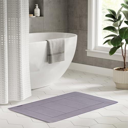 Bathroom Rugs, High Density Memory Foam Bath Mat, Absorbency & Non-Slip, Easy Care, Machine Washable Bath Mats for Bathroom, Shower&Tub, Modern Coral Velvet (Light Grey, 17" x 24") - color: New Grey, size: 1'5" x 2' (Rectangular)