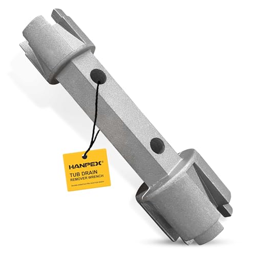 Hanpex Tub Drain Remover Wrench - Dual Ended for Bath & Shower Drains, Closet Spuds - Heavy Duty Aluminum