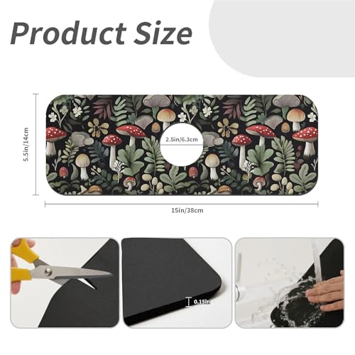 Faucet Fast Absorbent Pad - Beautiful Mushroom Plants Drying Pad, Suitable For Kitchen, Bathroom, Island And Other Scenes - color: Beautiful mushroom plants