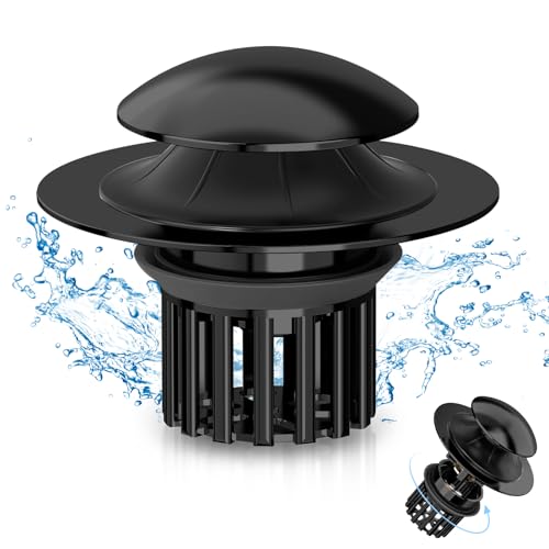 Universal 3 in 1 Bathroom Sink Drain Strainer,Pop Up Bathroom Sink Stopper with Removable Filter Basket,Sink Hair Catcher,Bathroom Drain Stopper Sink Plug for 1.1"-1.65" Basin Drain Holes Black - color: Black