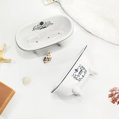 1 Piece 5.7" Mini Ceramic Clawfoot Double Ended Bathtub Soap Dish Vintage Decortative Soap Dish - color: Style 02