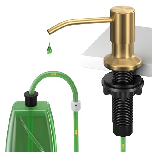 Kitchen Sink Soap Dispenser, Built in SoapDispenser, 47" Extension Tube kit, Counter Lotion Dispenser Pump, No Need More Refills (Gold) - color: Gold