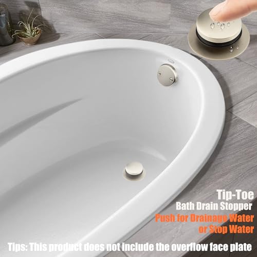 Artiwell Tub Drain, 2 in 1 Pop-up Bathtub Plug with Hair Catcher, Easy Installation Bath Drain Stopper with Strainer, Brushed Nickel - color: Brushed Nickel