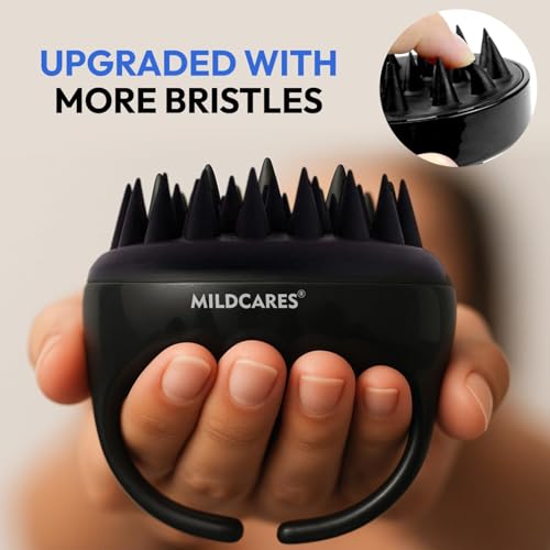 Silicone Body Scrubber & Scalp Massager for Men & Women | Cleanses, Exfoliates & Removes Dead Skin | Super Soft Silicone Bristles for Both Body and Hair | Set of 2