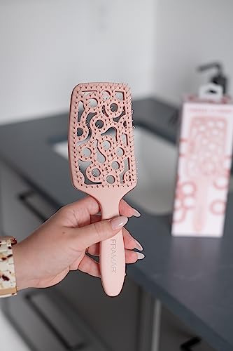 FRAMAR Professional Vented Hair Brush – Curved Hair Brush For Faster Blow Drying, Vent Brush For Blow Drying, Less Breakage, Wet Hairbrush For Women – Heat Resistant - Champagne - color: Champagne