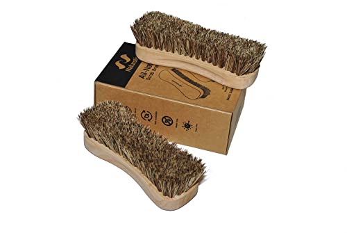 All-Natural Wooden Scrub Brush Set | Wooden Handle | Palmyra Bristle Brush for Cleaning | Eco Friendly Cleaning Products | Scrub Brush Set of 2