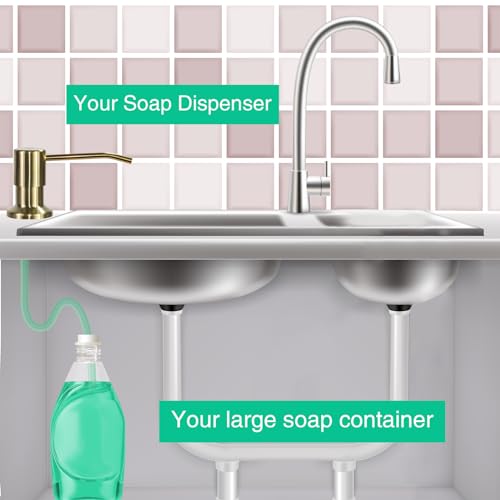 Soap Dispenser for Kitchen Sink, Built in Sink Soap Dispenser, Countertop Soap Dispenser Pump with 47" Extension Tube kit, No Need to Fill Little Bottle Again, Golden - color: Golden