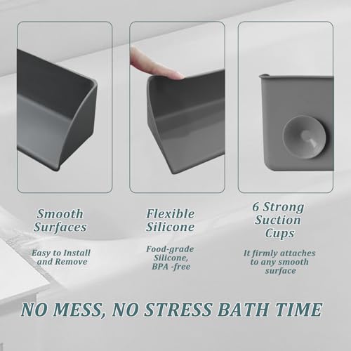 Bathtub Splash Guard Silicone Tub Water Splash Guard (Grey)