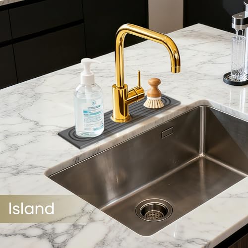 Premium Diatomite Stone Drying Mat for Kitchen Counter, Faucet Mat for Kitchen Sink, Sink Protector & Splash Guard, Quick-Dry Kitchen Sink Mat,Super Absorbent (Gray, 15.8"x4") - color: Gray-D