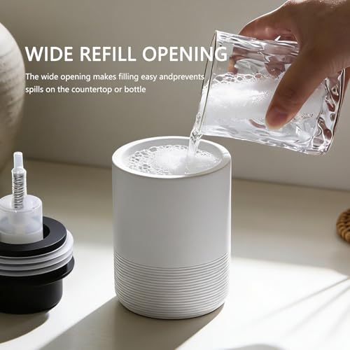 Resin Foaming Soap Dispenser, 11 OZ Bathroom & Kitchen Foam Soap Dispenser, Easy Press Pump, Refillable Hand Soap Dispenser, Modern Decor (White) - color: White